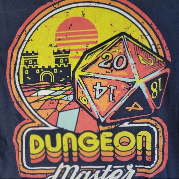 80s Vintage Dungeon Master Retro wave Distressed Graphic Logo Kids Small - Picture 7 of 11